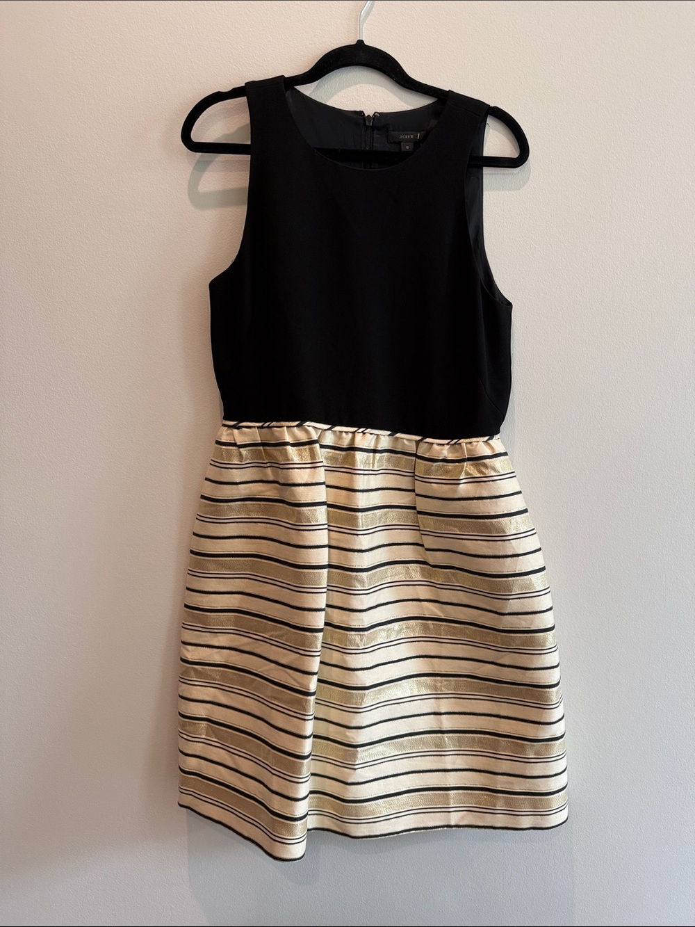 Black & Cream Striped Fit-and-Flare Dress